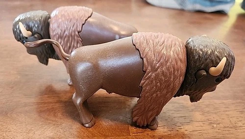 Vintage 1988 Geobra Playmobil Buffalo Bison Figurine Lot Of 2 Western