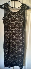 Maitai Women’s Sleeveless Black Lace Cocktail Dress Fully Lined Medium M