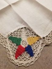 OES Order of the Eastern Star Vintage Handkerchief Crocheted Edge Hanky Hankie