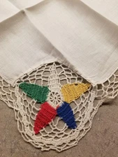 OES Order of the Eastern Star Vintage Handkerchief Crocheted Edge Hanky Hankie