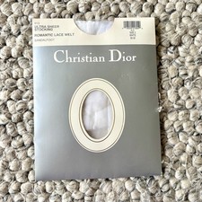 Vintage Christian Dior Stockings. Ultra Sheer Lace Welt White Size 3 Thigh Highs
