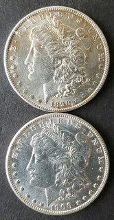 1890 and 1900 $1 Morgan Silver Dollars