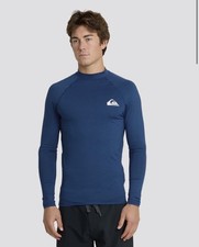 Quiksilver Everyday UPF 50 Long Sleeve Rashguard Navy Heather Medium NWT