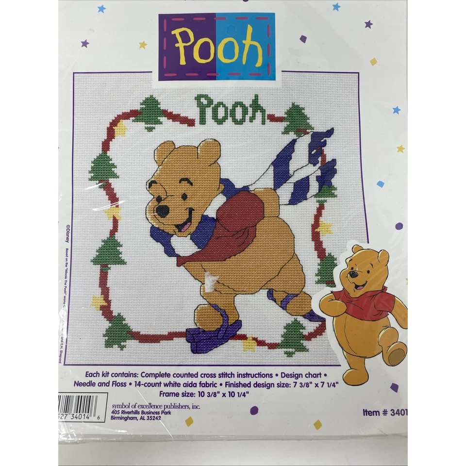 Lote de 3 Disney Winnie the Pooh Kit Punto de Cruz Contado Tigger Navidad NUEVO Foto 2 de 4