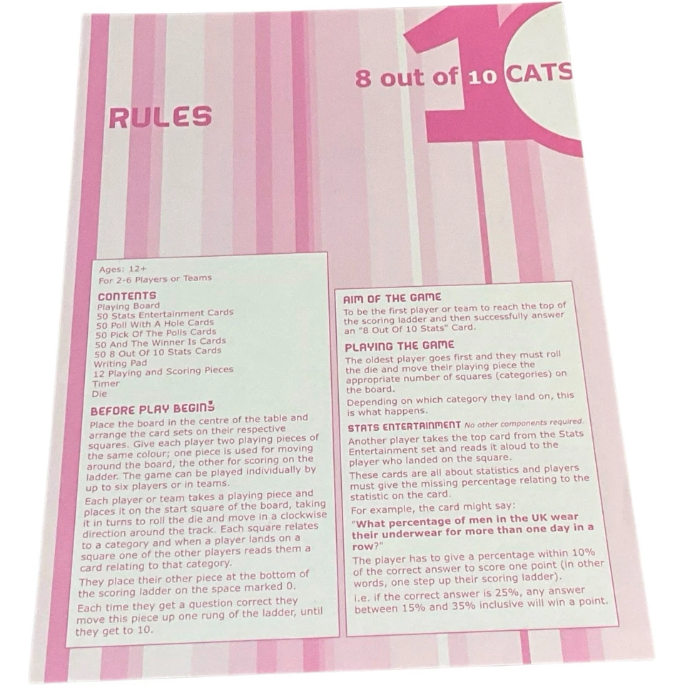 8 Out of 10 Cats Board Game Rocket Games TV Show Trivia Stats Cards New Open Box - Image 2 of 4