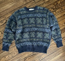 Vintage LL Bean Shetland Wool Sweater Mens Size Large Made In Scotland Fair Isle