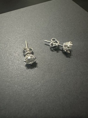 1 CTW Lab Grown Diamond Stud Earrings 0.50ct Each Round Cut Sterling Silver 925
