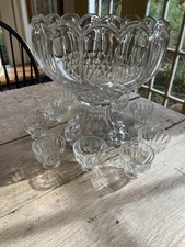 Antique Two Piece LARGE Heisey ? Punch Bowl & Stand 11 cups