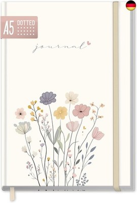 paper&you  dotted Journal A5 mit Gummiband ''Flower Joy'' 156 Seiten, 