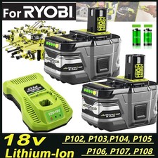 1-2PACK 8.0Ah For RYOBI 18V Battery Charger For One Plus P108 RB18L50 RB18L40