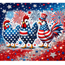 Patriotic Chicken 20oz Tumbler – Red White Blue Rooster Fireworks USA Americana 