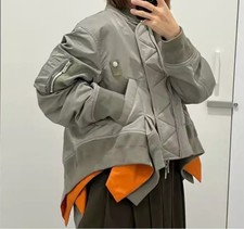 2024AW Lady Sacai Luck Spliced Folded Irregular Ruffle Edge Jacket///