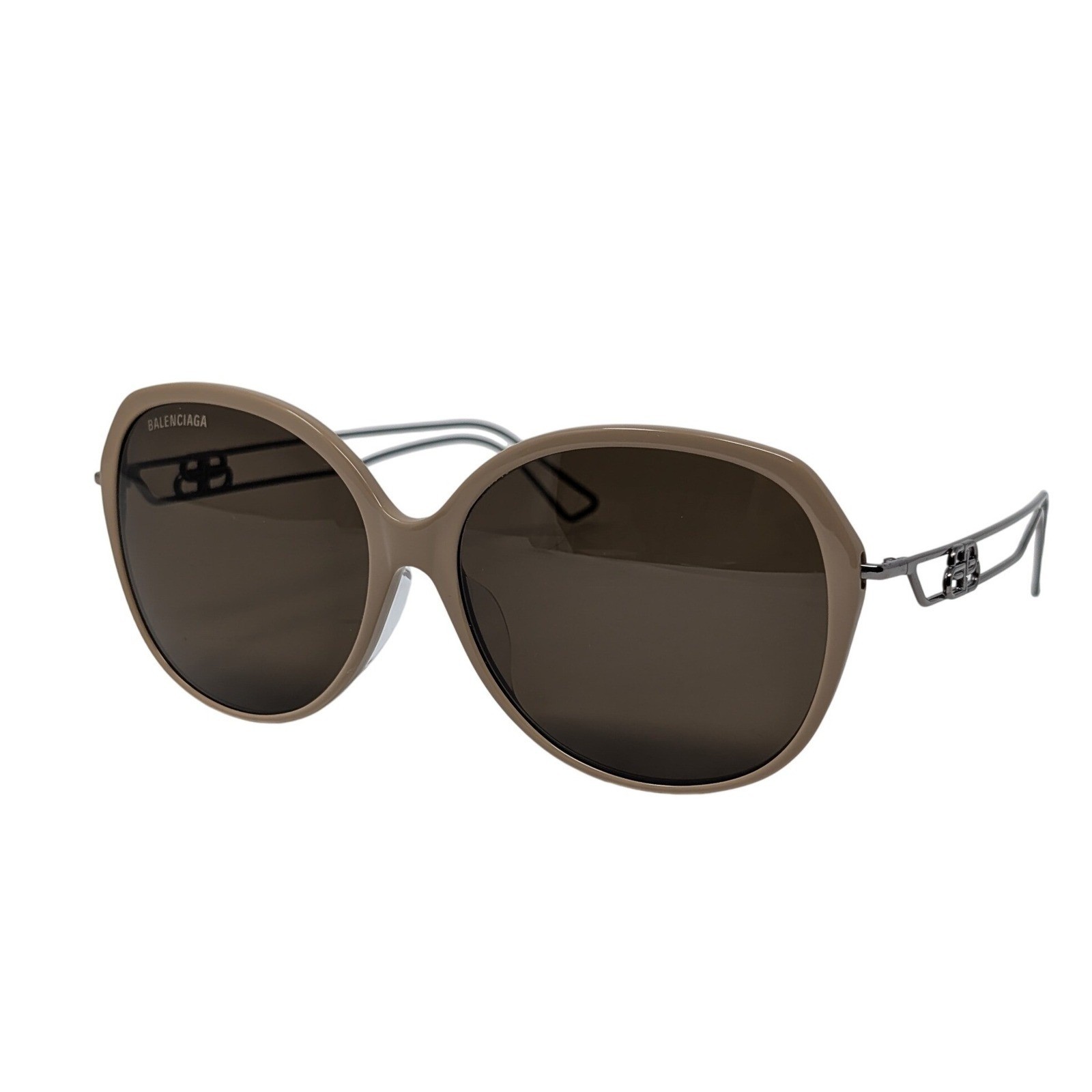 Balenciaga BB0058SK Women's Oversized Sunglasses Taupe BB Logo Butterfly Italy
