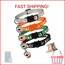 4PCS Cat Collar with Bells,Breakaway Cat Collars,Moons Stars Cute Kitty Adjustab