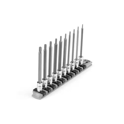 1/4 Inch Drive Long Torx Bit Socket Set with Rail, 10-Piece (T6-T30)