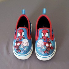 Marvel Spider-Man Amazing Friends Boys Slip-On Shoes size 7 Blue Red Size 7