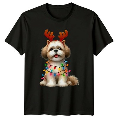 Weihnachten Hund Shih Tzu Geweih Urlaub Herren T-Shirt Damen Grafik Tee