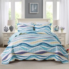 Beach Quilt King Size - 3 Pieces Coastal Quilt Sets Nautical Bedspreads Ocean...