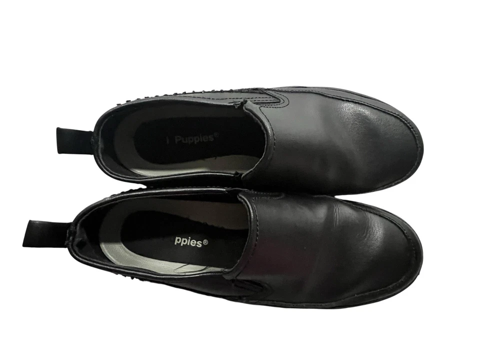 Zapatos Hush Puppies Niños 5M Cuero Lazy Genius Mocasín Sin Cordones Negro Foto 4 de 4