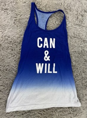 Gapfit Womens Large Blue Ombre ''Can & Will'' Razorback Tank Top