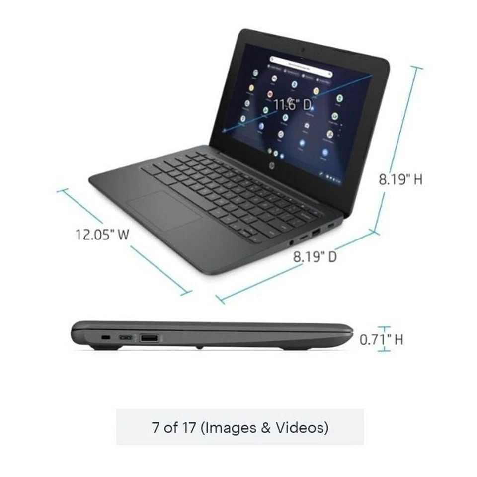 HP 11.6" 11A G8 CHROMEBOOK INTEL CELERON 4GB MEMORY 32GB eMMC WIRELESS WIFI 3LBS - Image 4 of 4