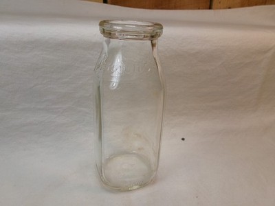 Antique Johnson's Embossed Half Pint Clear Glass Milk Bottle