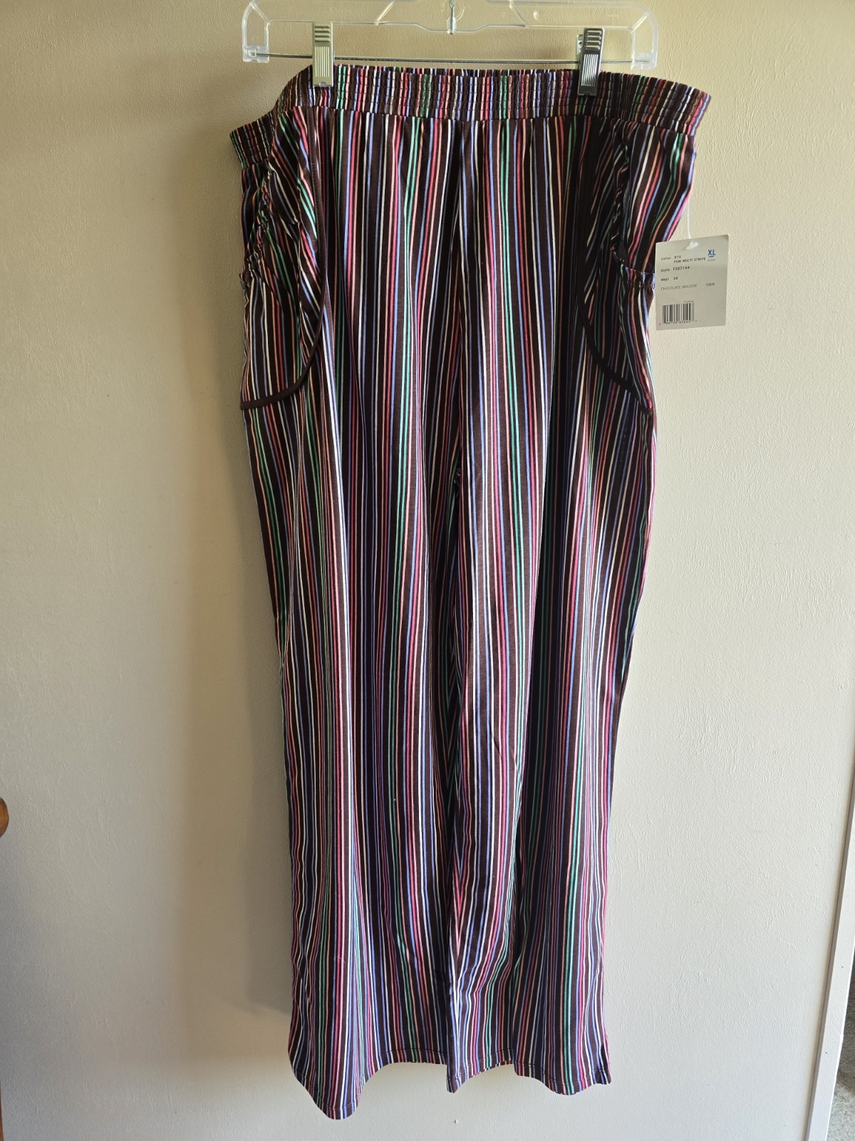 NWT Womens Axcess Peri Multi-Stripe Straight Leg Pants Size XL Colorful Casual Wear