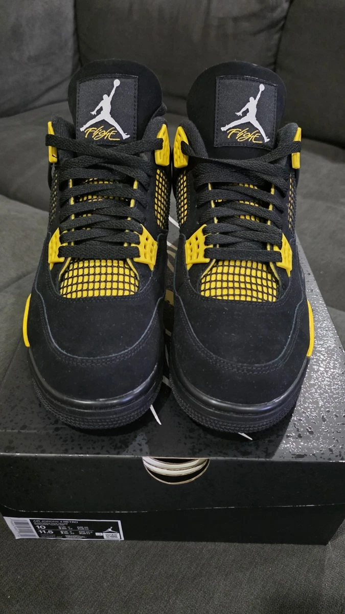 Air Jordan 4 Retro Thunder 2023 VNDS Size 10 DH6927-017 Black Tour Yellow