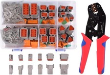 174Pcs 12 Kits DT Connector Kit with Ratcheting Wire Crimper for Deutsch Connect