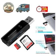Dual Slot USB 3.0 Card Reader for PC, Mac & Linux - 5Gbps Fast Transfer