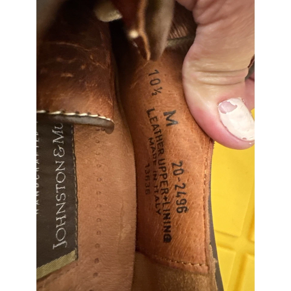 Johnston & Murphy Men's Shoes Brown Lace Up Round Toe Leather 10.5 Handcrafted - Image 4 of 4