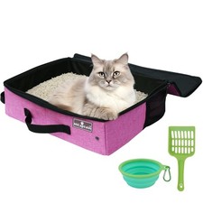 Portable Cat Travel Litter Box with Lid, Foldable Travel Litter Box in Car De...