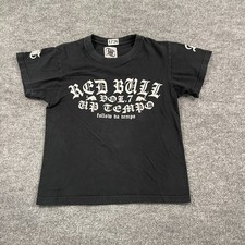 Vintage Y2K Red-Bull Follow Da Tempo Shirt Small 18x22 Black Gothic Spellout