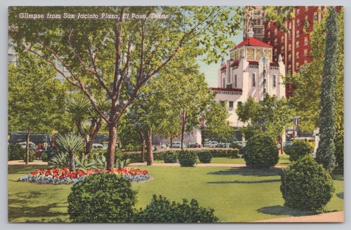 Tarjeta postal de San Jacinto Plaza en El Paso Texas - Imagen 1 de 2
