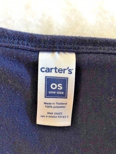 Carter's Gray Micro Fleece Dark Blue Stars & Piping Baby Boy Blanket Security - Picture 3 of 4