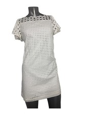 Ann Taylor LOFT Petite White Eyelet Puff Sleeve Sheath Dress Sz 6P