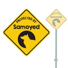 BEWARE OF THE DOG PROTECTED BY SAMOYED HEAVY DUTY ALUMINUM SIGN 11" x 11"