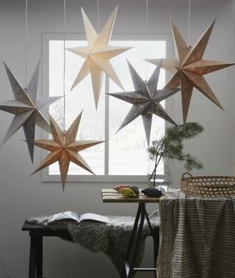 Papierstern Weihnachtsstern Leuchtstern LED Stern Lichterkette Decorus gold kupf