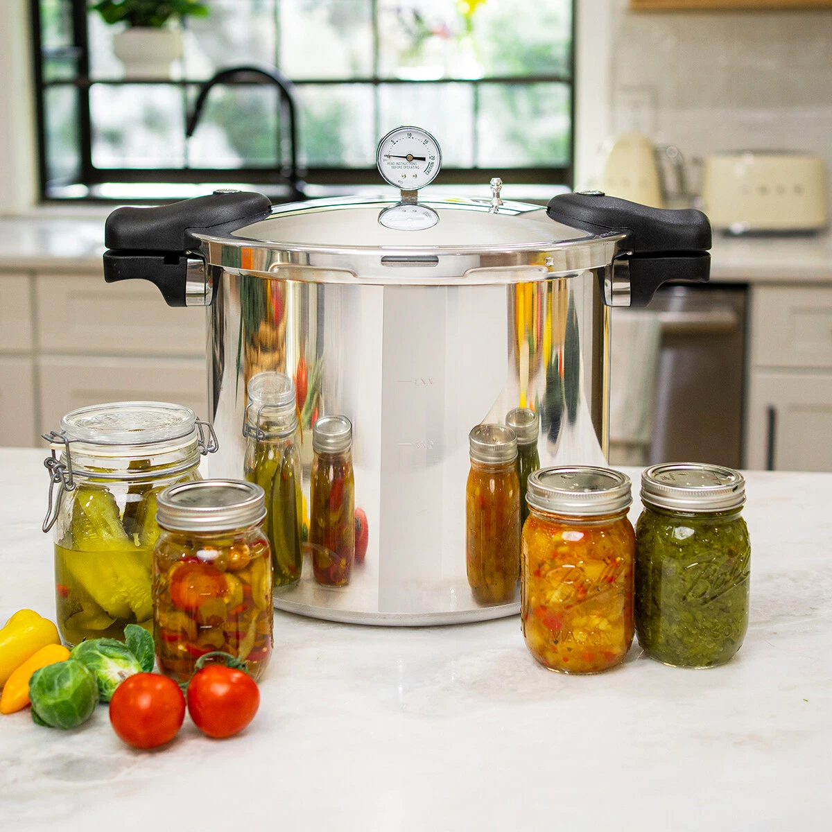 Barton 22-Quart Pressure Cooker Canner Dial Gauge Canning Easy Lock Lid Stovetop