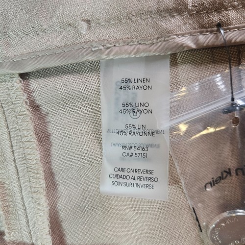 NWT Calvin Klein Linen Blend Dress Pants Women Size 24 W Tapered Ankle Khaki - Picture 5 of 13