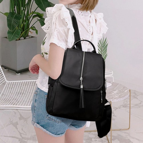 Women Multifunction Backpack Tassel Shoulder Bag Backbag Female Zipper School