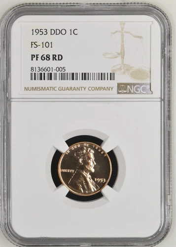 1953 Lincoln Cent DDO FS 101 NGC PF68 Red POP 13/0 RARE