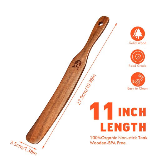 11 Inch Wooden Sourdough Spatula Skinny Spurtle Wooden Sourdough Bread Stick - Picture 3 of 12