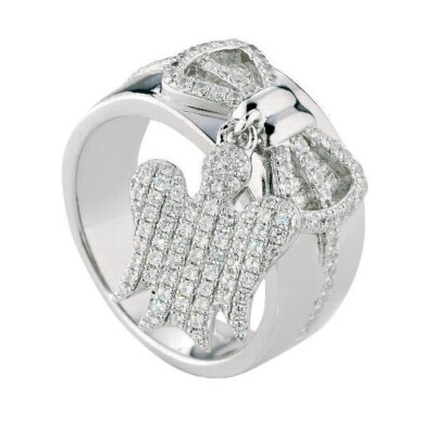 ROBERTO GIANNOTTI Ring ENGEL GIA102 925% Silber Schleife Swarovski Charm