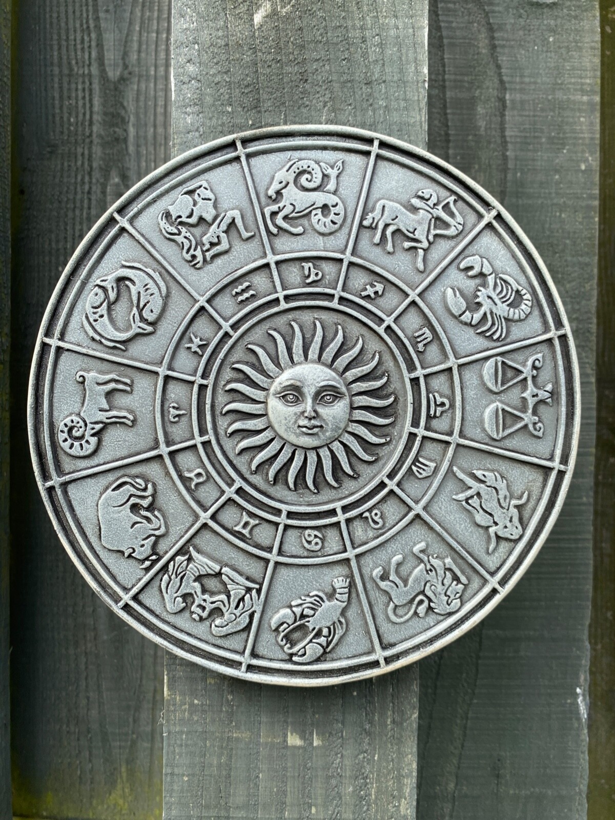 Sun Zodiac Symbols Calendar Wall Plaque Garden Wicca Celtic Pagan Magic 19.5cm