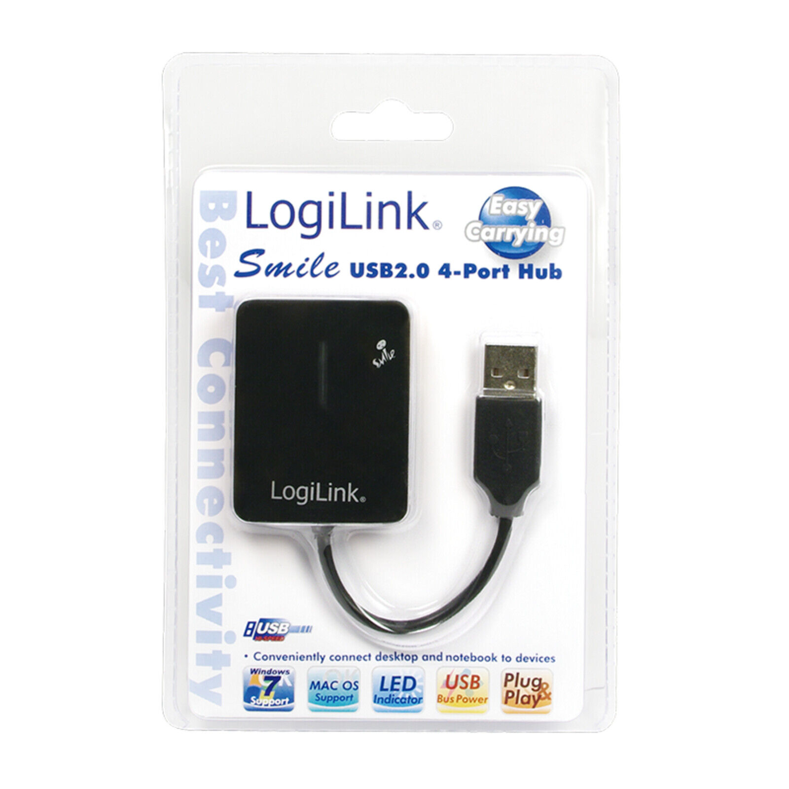 USB 2.0 Hub Smile 4 Port Max 480 Mbit/S UA0139 New | Inox Wind