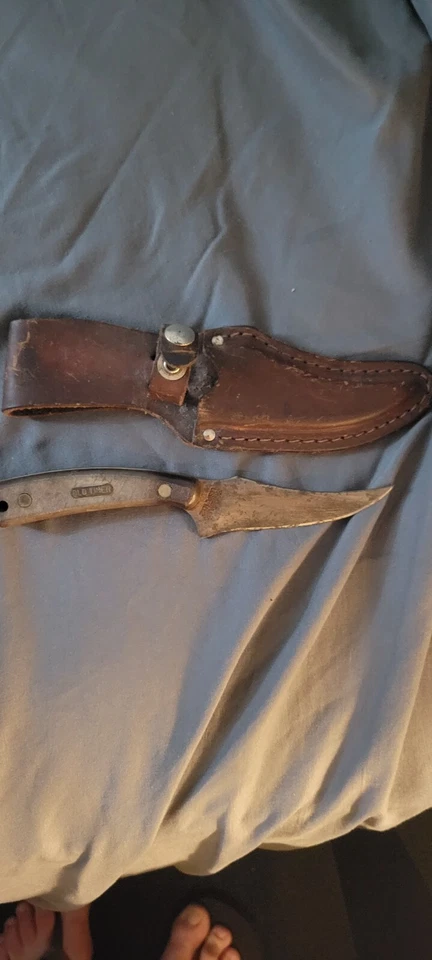 Vintage Schrade USA Old Timer 152 Sharp Finger Hunting Knife W/ Sheath - Image 3 of 3