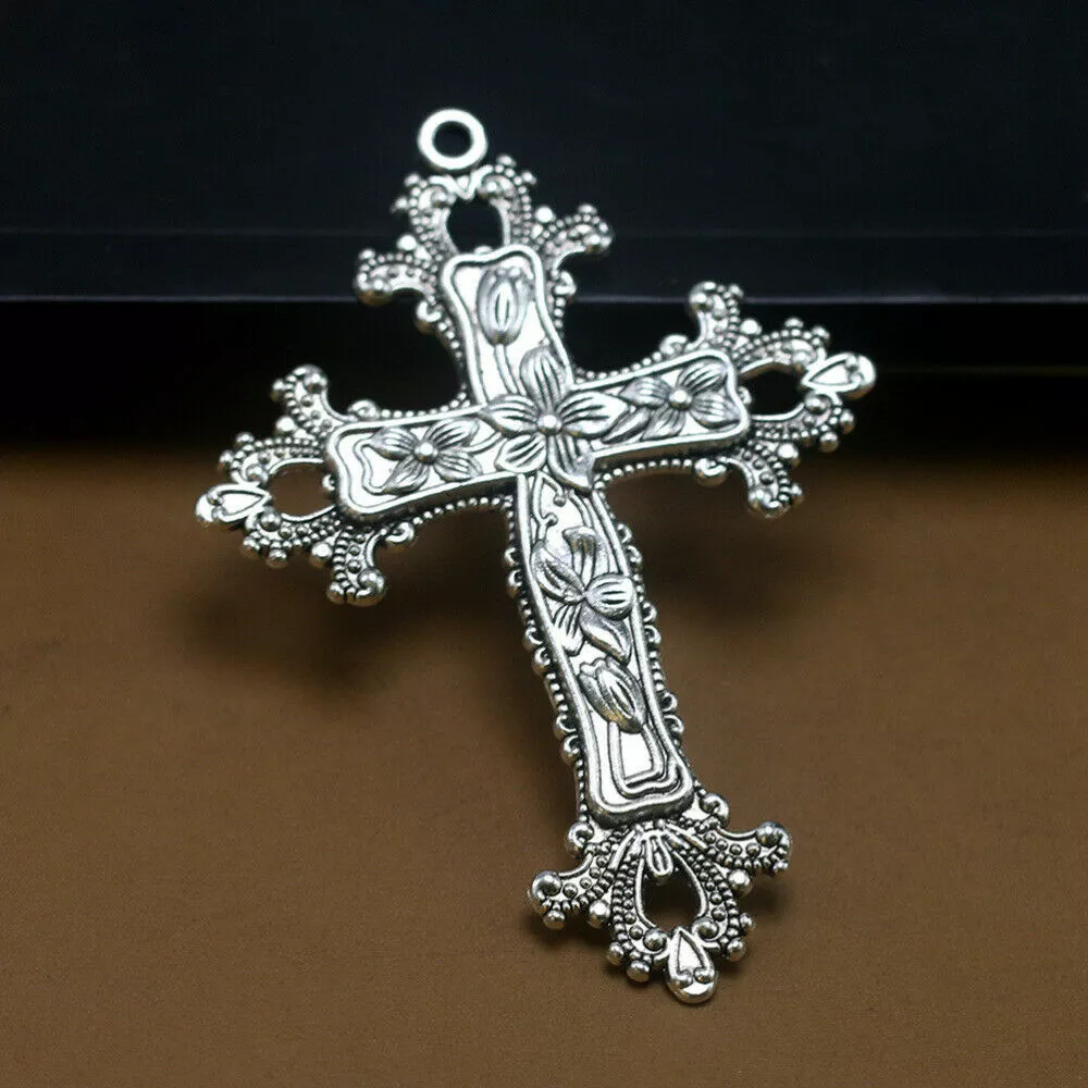 Large sterling silver cheap crucifix pendant