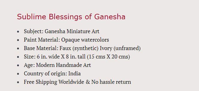 Ganesha Hindu Art Handmade Indian Miniature Religious Lord Ganesh Decor Painting 2022 nowa praca