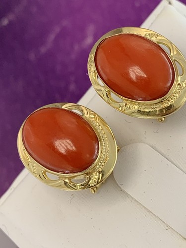 orecchini earrings CORALLO rosso mediterraneo CORAL solid gold ORO 18 KT-750°/ - Imagen 3 de 12